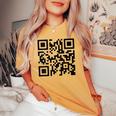 Unique Qr-Code With Humorous Hidden Message Women's Oversized Comfort T-shirt Mustard