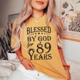 Vintage Blessed By God For 89 Years Happy 89Th Birthday Women's Oversized Comfort T-shirt Mustard