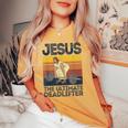 Vintage Jesus The Ultimate Deadlifter Christian Gym Women's Oversized Comfort T-shirt Mustard