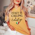 Vintage Retro Italy Is Calling I Must Go Women's Oversized Comfort T-shirt Mustard