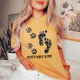 Never Walk Alone Paw Dog Flower Dog Friends Dog Lover Women's Oversized Comfort T-shirt Mustard