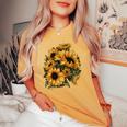 Yellow Sunflower Cute Summer Sun Flowers Floral Positivity Women's Oversized Comfort T-shirt Mustard