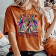 Girls Trip New Orleans 2024 Mardi Gras High Heels Women's Oversized Comfort T-shirt Crimson