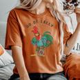 Retro Oo-De-Lally Singing Rooster Vintage Guitar Chicken Women's Oversized Comfort T-shirt Crimson
