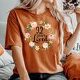 92 Years Loved 92 Year Old Floral 92Nd Birthday Women's Oversized Comfort T-shirt Yam