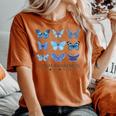 In April We Wear Blue Butterfly Autism Mental Health Women's Oversized Comfort T-shirt Yam