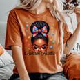 Autie Aunt Life Afro Black Autism Awareness Messy Bun Women's Oversized Comfort T-shirt Yam