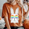 Bunny Gay Pride Lgbtq Bunny Rainbow Sunglasses Happy Easter Women's Oversized Comfort T-shirt Yam