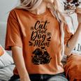 Cat And Dog Mom Dogs Lover Cats Mother Mommy Mama Mother's Women's Oversized Comfort T-shirt Yam