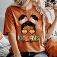 Cute 100Th Day Of School Girls Messy Bun 100 Days Smarter Women's Oversized Comfort T-shirt Yam