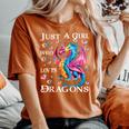 Cute Just A Girl Who Loves Dragons Girls Women's Oversized Comfort T-shirt Yam