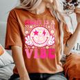 Eight Is A Vibe 8Th Birthday Groovy 8 Years Old Smile Face Women's Oversized Comfort T-shirt Yam