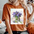 Flowers Lilac Floral Bouquet Essence Of Life Colored Vintage Women's Oversized Comfort T-shirt Yam