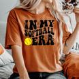 Game Day Retro Groovy SoftballIn My Softball Era Women's Oversized Comfort T-shirt Yam