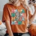 Groovy Mama Checkered Leopard Bolt Lightning Flower Mom Life Women's Oversized Comfort T-shirt Yam