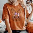 Happy Easter Cute Bunny Face Tie Dye Glasses Rabbit Girl Kid Women's Oversized Comfort T-shirt Yam