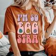 I'm So Egg-Stra Cute Bunny Egg Hunt Retro Groovy Easter Day Women's Oversized Comfort T-shirt Yam