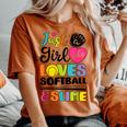 Just A Girl Who Loves Softball And Slime Sports Women's Oversized Comfort T-shirt Yam