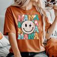 Mama Leopard Smile Bolt Lightning Checkered Groovy Mom Life Women's Oversized Comfort T-shirt Yam