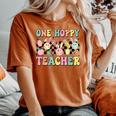 One Hoppy Teacher Bunny Easter Day Groovy Retro Boy Girl Women's Oversized Comfort T-shirt Yam