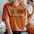 Peace Love Kidneys Leopard Dialysis Nurse Kidney Awareness Women's Oversized Comfort T-shirt Yam