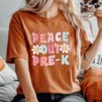 Peace Out Pre-K Cute Groovy Last Day Of Preschool Graduation Women's Oversized Comfort T-shirt Yam