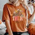 Retro Groovy Floral Twin Mom Mother's Day Wildflower Women Women's Oversized Comfort T-shirt Yam