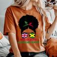 Uk British Grown Jamaican Roots Messy Bun Women's Oversized Comfort T-shirt Yam