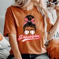 Vintage Philly Baseball Leopard Messy Bun Philadelphia Fans Women's Oversized Comfort T-shirt Yam