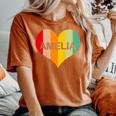 Youth Girls Amelia Retro Vintage Heart Name Women's Oversized Comfort T-shirt Yam