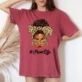 Afro Woman Messy Bun Black Mom Life Mother's Day Women's Oversized Comfort T-shirt Crimson