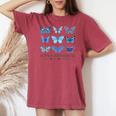 In April We Wear Blue Butterfly Autism Mental Health Women's Oversized Comfort T-shirt Crimson