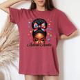 Autie Aunt Life Afro Black Autism Awareness Messy Bun Women's Oversized Comfort T-shirt Crimson