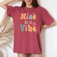 Boho Nine Is A Vibe Cute 9Th Birthday Girl Boy Women's Oversized Comfort T-shirt Crimson