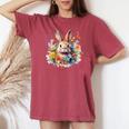 Bunny Rabbit Face Floral Watercolor Painting Love Bunnies Women's Oversized Comfort T-shirt Crimson