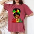 Celebrate Junenth Black Messy Bun 1865 Emancipation Women's Oversized Comfort T-shirt Crimson