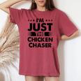 Chicken Chaser Profession I'm Just The Chicken Chaser Women's Oversized Comfort T-shirt Crimson