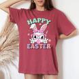 Cute Bunny Face Bublegum Happy Easter For Girls Women's Oversized Comfort T-shirt Crimson