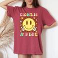 Eight Is A Vibe 8Th Birthday Groovy 8 Year Old Boys Girls Women's Oversized Comfort T-shirt Crimson