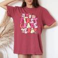 In My First Grade Era Groovy Teacher Apple Disco Ball Women Women's Oversized Comfort T-shirt Crimson