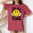 Five Is A Vibe 5Th Birthday Groovy Boys Girls 5 Years Old Women's Oversized Comfort T-shirt Crimson
