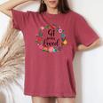 Floral Loved 91 Year Old 91Th Birthday Mom Grandma Women's Oversized Comfort T-shirt Crimson