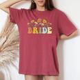 Bride Retro Groovy Bride Bachelorette Party Bridal Women's Oversized Comfort T-shirt Crimson