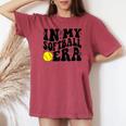 Game Day Retro Groovy SoftballIn My Softball Era Women's Oversized Comfort T-shirt Crimson