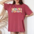 Groovy School Counselor Back To School Teacher Counseling Women's Oversized Comfort T-shirt Crimson