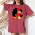 Half Face Taurus Black Queen Birthday Zodiac Curly Hair Women's Oversized Comfort T-shirt Crimson