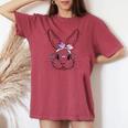 Happy Easter Cute Bunny Face Tie Dye Glasses Rabbit Girl Kid Women's Oversized Comfort T-shirt Crimson