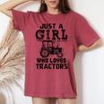 Just A Girl Who Loves Tractors Farmer Women's Oversized Comfort T-shirt Crimson
