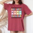 One Hoppy Teacher Cute Happy Easter Day Egg Bunny Ears Women Women's Oversized Comfort T-shirt Crimson