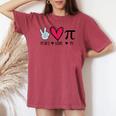 Peace Love Pi Math Lover Teacher Pi Day Mathematic Pi Symbol Women's Oversized Comfort T-shirt Crimson